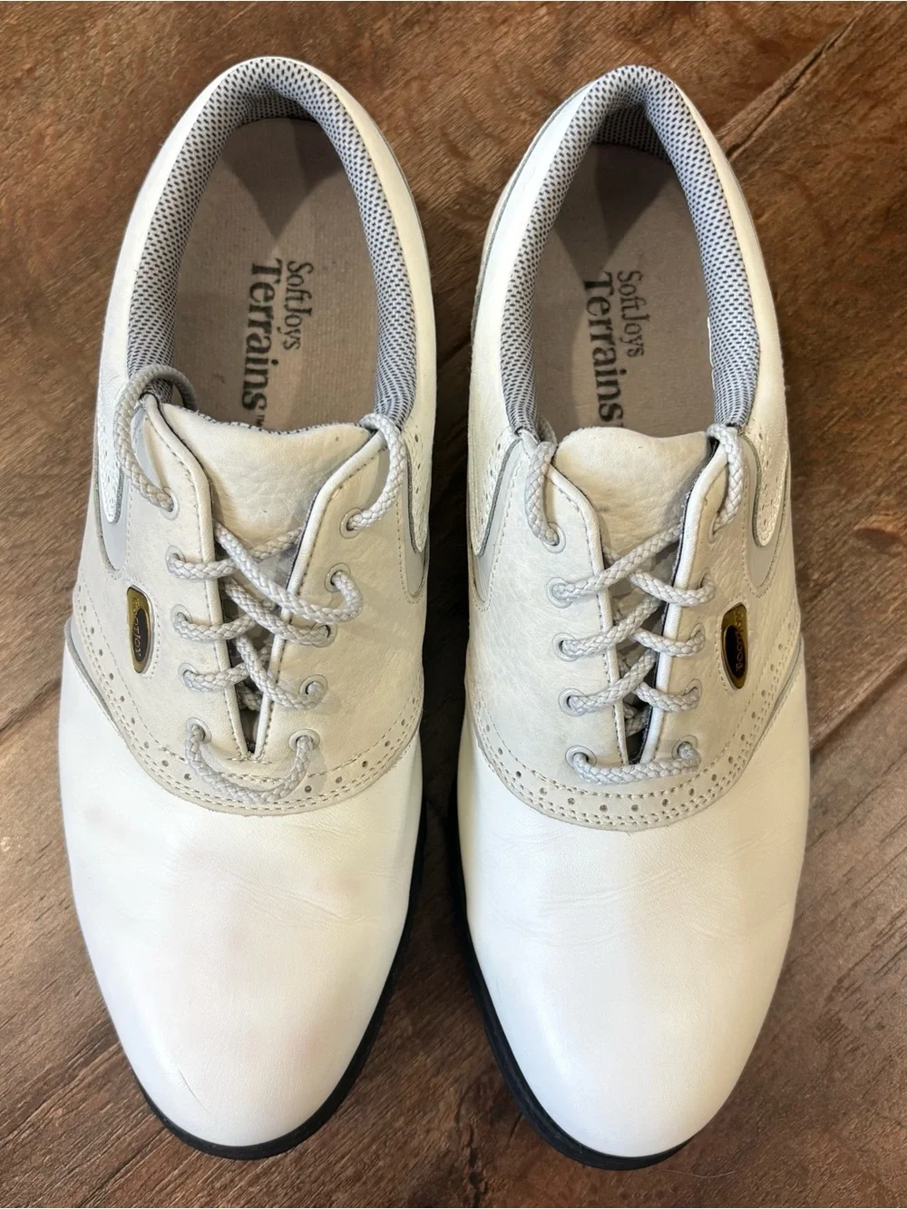 Footjoy Softjoys Terrains Golf Shoes Women Size 9.5M Gray and White Duramax Sole